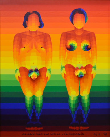 Rainbow man and woman Hermaphrodite, Ay-O, 2008Acrylic on canvas162.2 × 130.3 cm