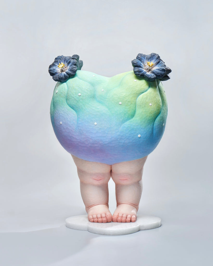 Shy Baby, HUANG PIN TONG, 2024Acrylic, Oil on camphor wood, stone plate53.0 × 37.2 × 29.2 cm