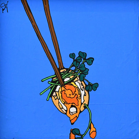 solitary eating habits, icco Yoshimura, 2021Acrylic on canvas18.0 × 18.0 cm