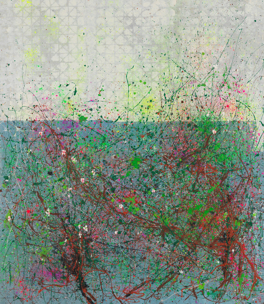 Wind Through the Bush, PEI BAO, 2024Tempera, Printing ink and oil on handmade paper177.0 × 153.0 cm