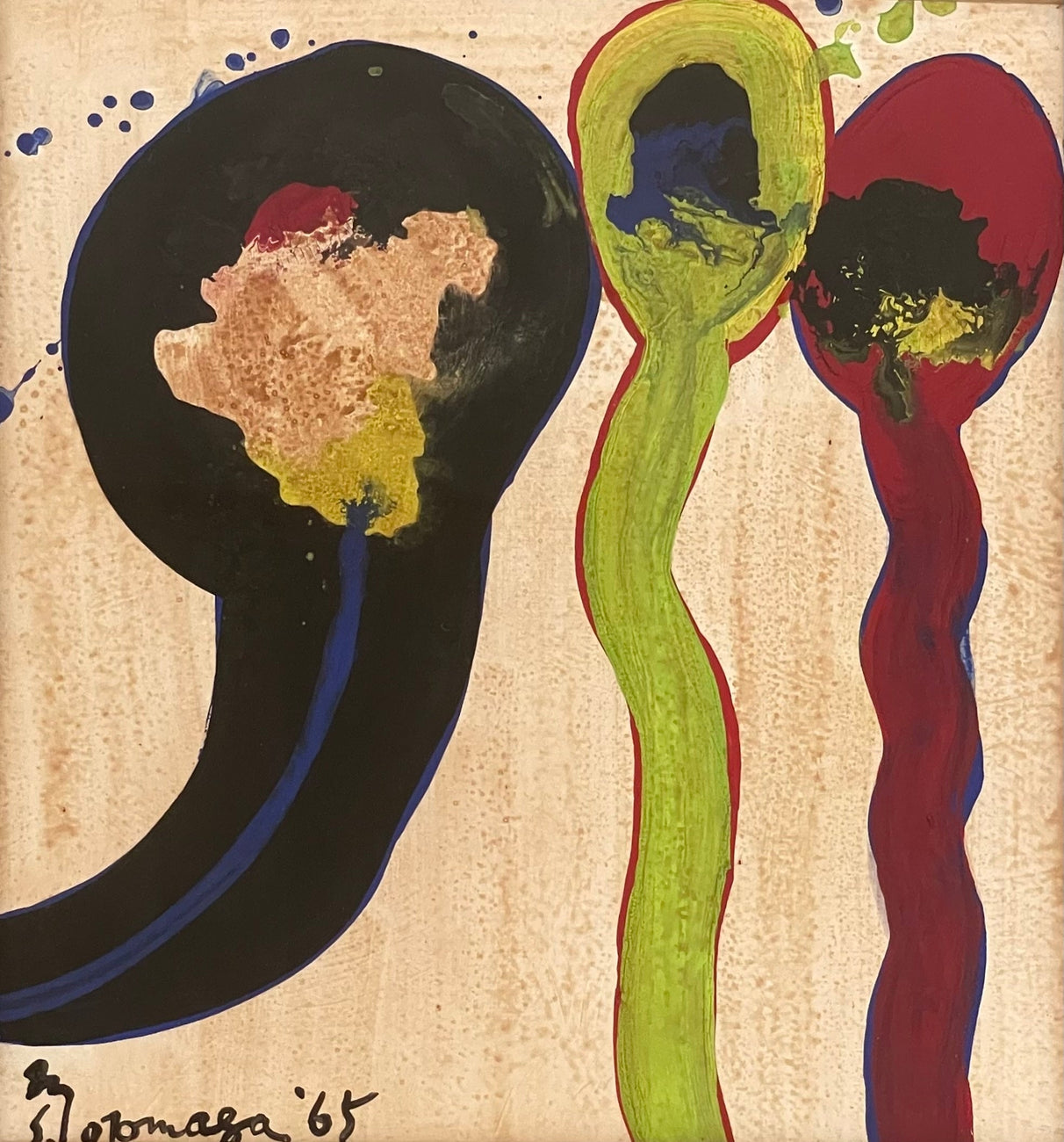 Work, SADAMASA MOTONAGA, 1965Oil based plastics on board27.0 × 24.0 cm