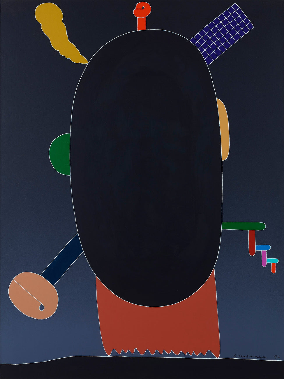 Black White-lined Oval Shape, SADAMASA MOTONAGA, 1992Acrylic on canvas130.3 × 97.0 cm