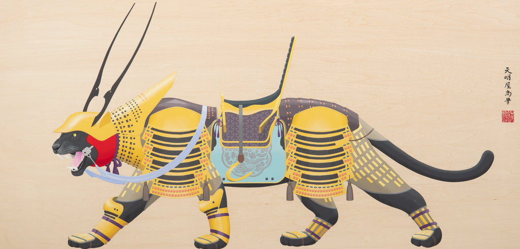 Black Panther Golden Armor, TENMYOUYA HISASHI, 2023Acrylic, Wood, Matte medium45.0 × 91.0 cm