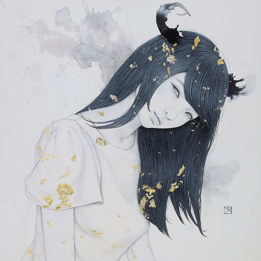 -Evil- Remind, YU KAWASHIMA, 2023Silver leaf, mineral pigments, ink on hemp paper65.3 × 65.3 cm